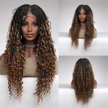 Perruque tresse Goddess Box Braids noire et caramel Néfertiti