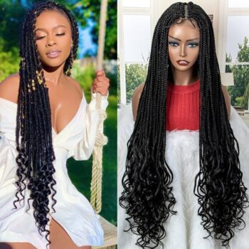 Perruque tresses noire bouclé Séléné