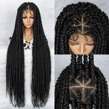 Perruque tresse triangle grosses vanilles noire, Maliha