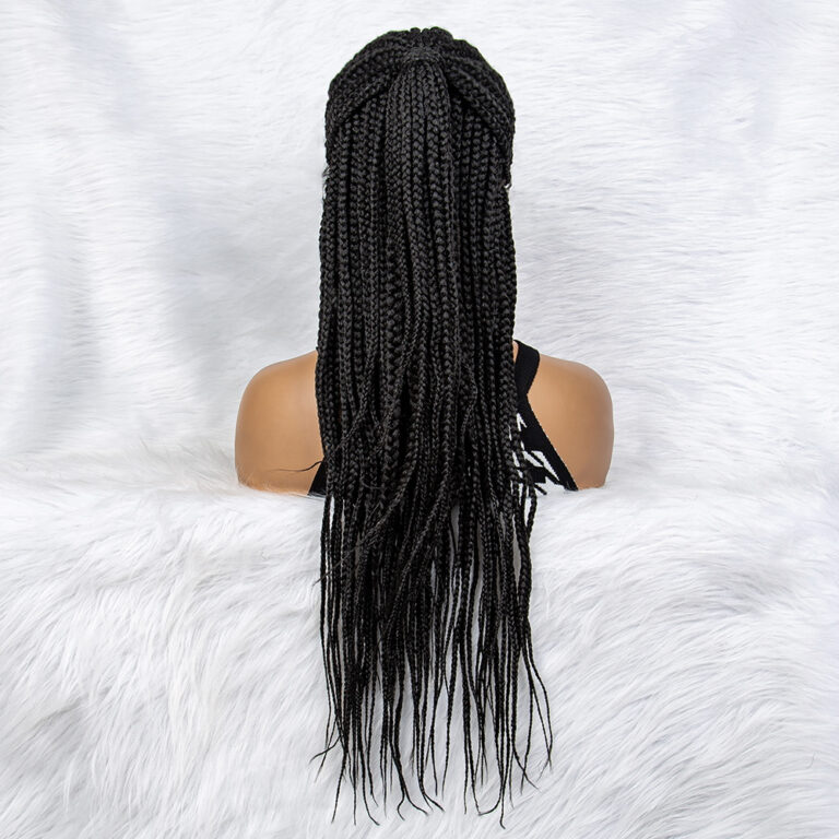 Perruque tresse collées avec queue de cheval noire, Ciara