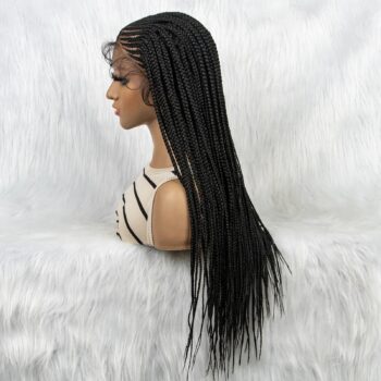 Perruque tresse fulani noir lace frontale 13×4 28 pouces