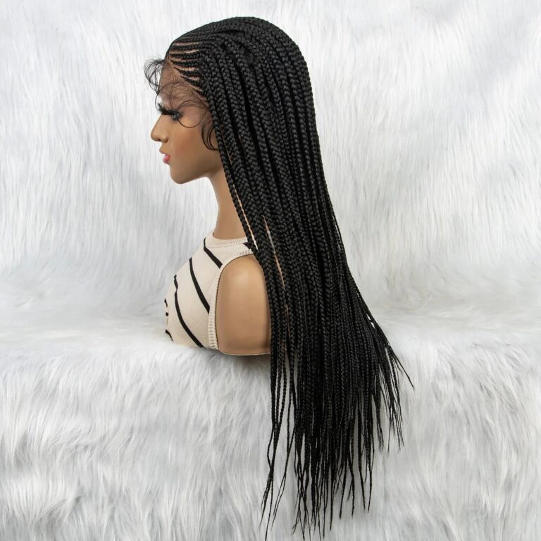 Perruque tresse fulani noir lace frontale 13×4 28 pouces