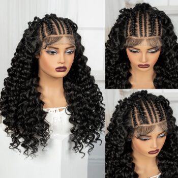 Perruque tresse fulani noir 26 pouces 13x6