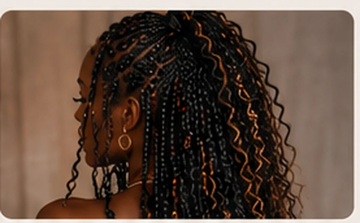 Vue de profil de Gypsy Braids avec boucles réparties dans la coiffure