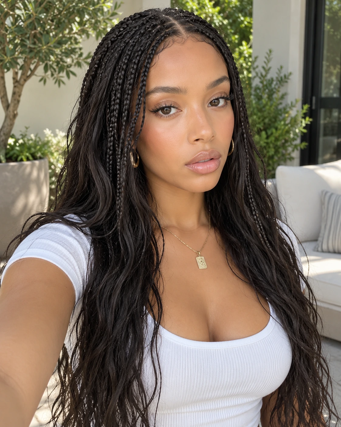 Boho braids fines qui se fondent dans les longueurs libres du tissage