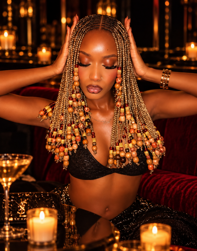 Box Fulani Braids à Perles – Blonde - Milieu dos